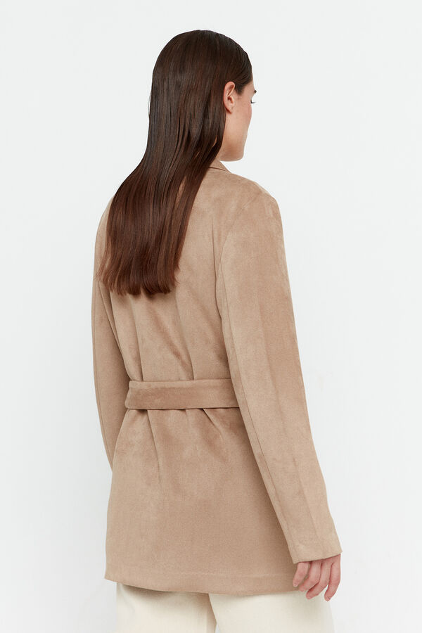 Cortefiel Faux suede trench coat  Green