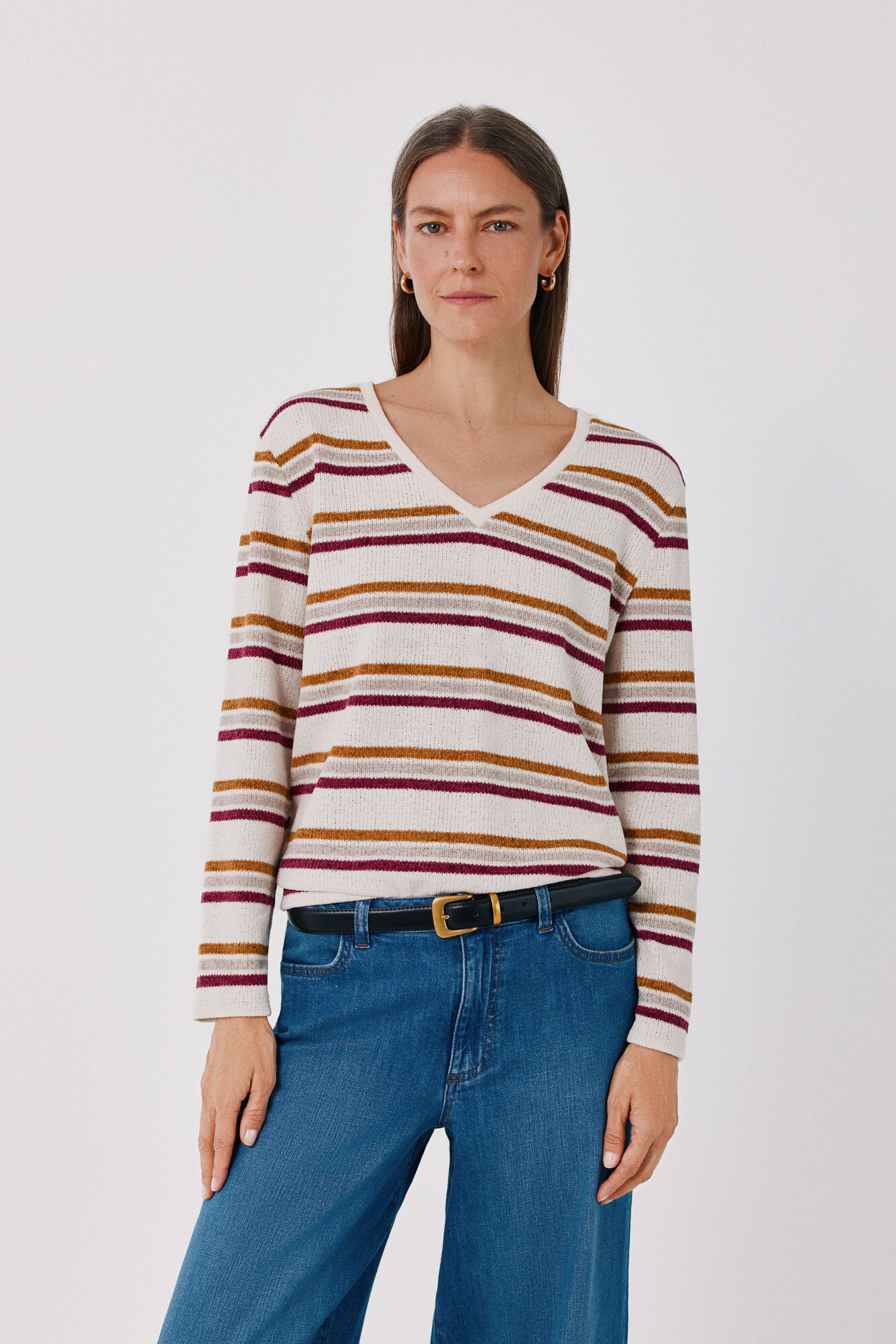 Cortefiel Chenille V-neck T-shirt