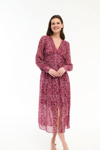 Vila Vestido midi estampado com lurex