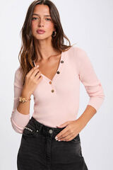 Morgan Camisola ajustada com gola em bico Subiu