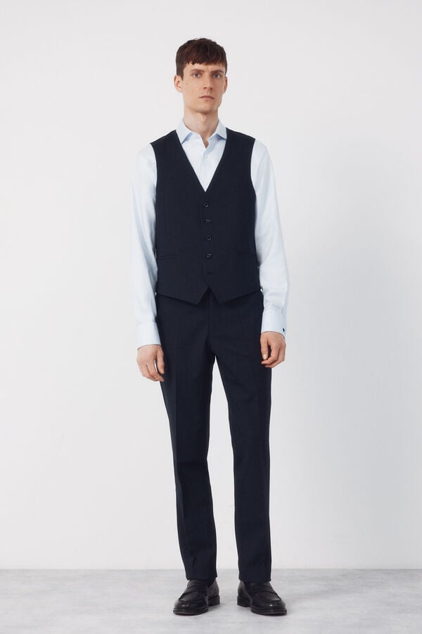 Cortefiel Dynamic blue plaid vest Navy