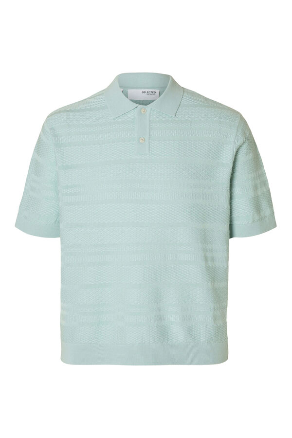 Selected Short sleeve structured jersey-knit polo shirt  Blue
