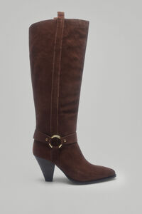 Cortefiel High shaft heeled boot Dark brown