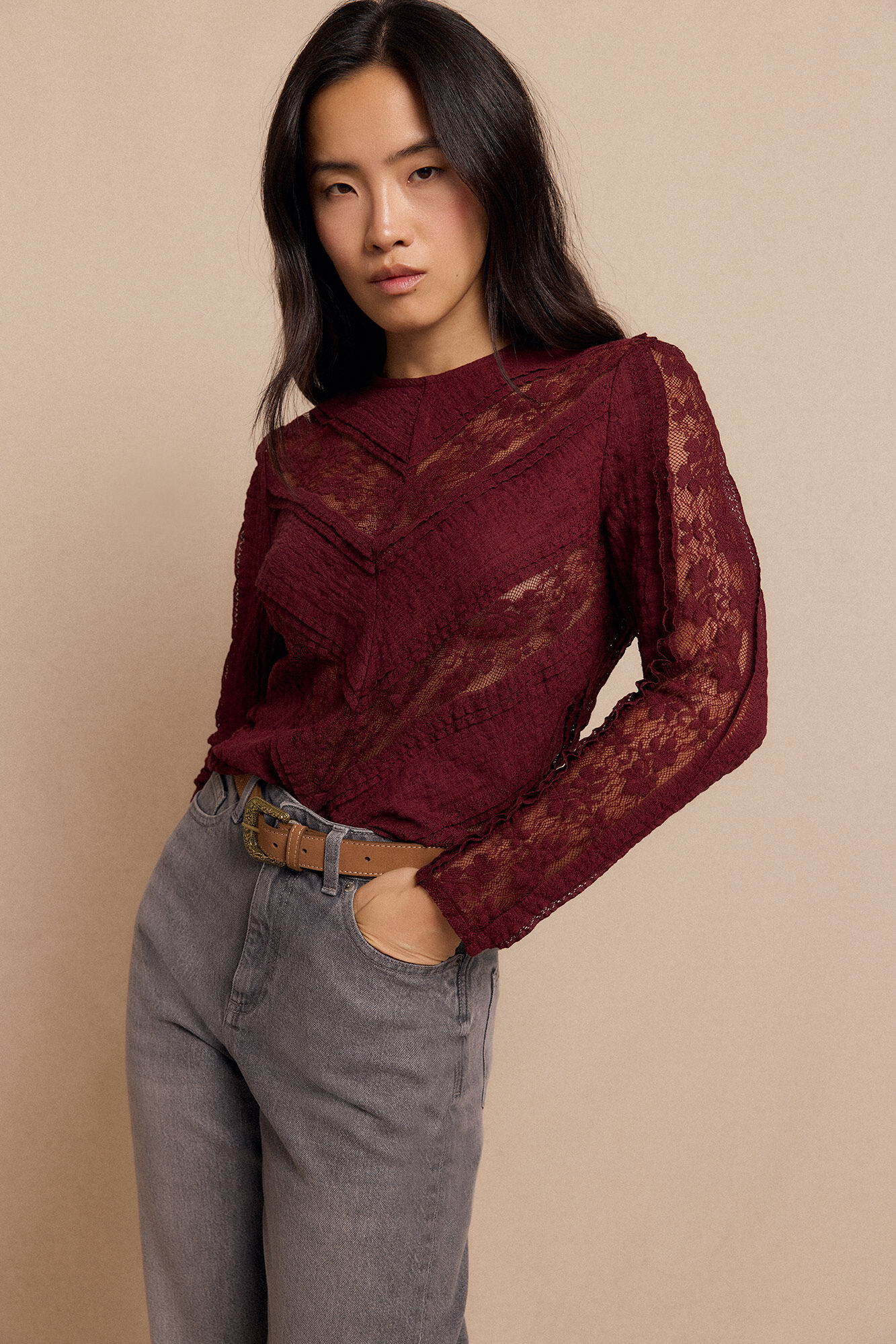 Slowlove Top de renda combinada