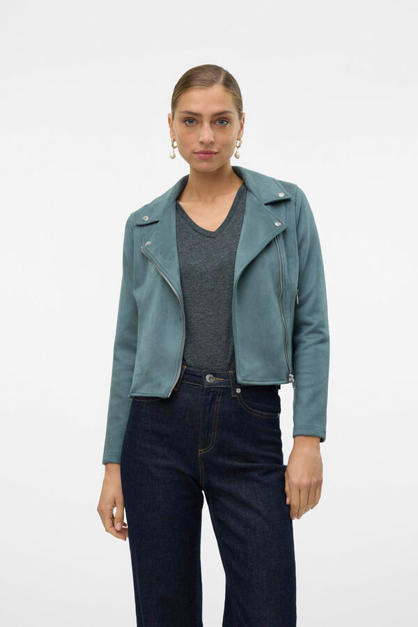 Vero Moda Blus&atilde;o em camur&ccedil;a com tachas Verde