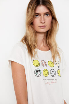 Cortefiel Smiley T-shirt Printed white