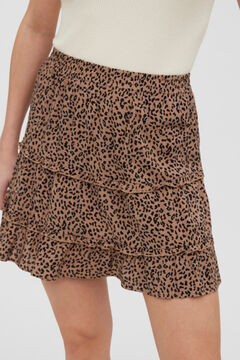 Cortefiel Mini skirt with elasticated waist Tobaco