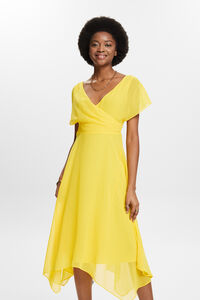Cortefiel Vestido comprido monocolor de bainha irregular Amarelo