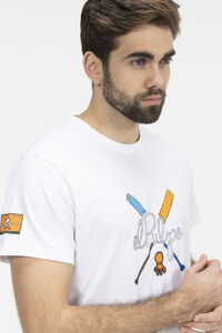 Cortefiel Coloured oars print T-shirt White