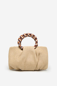 Cortefiel Raffia bag with braided strap Nude