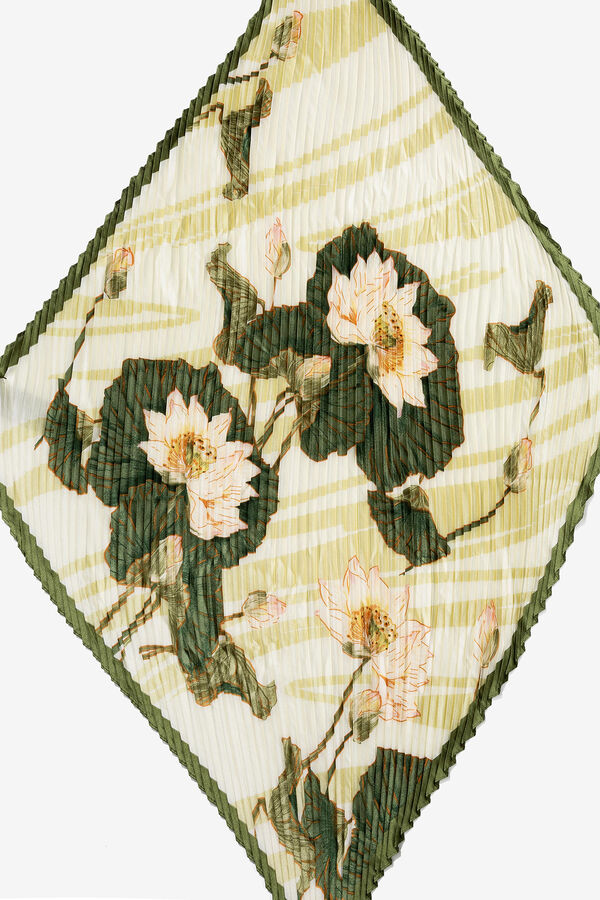 Cortefiel Bandana plisada estampado floral Kaki