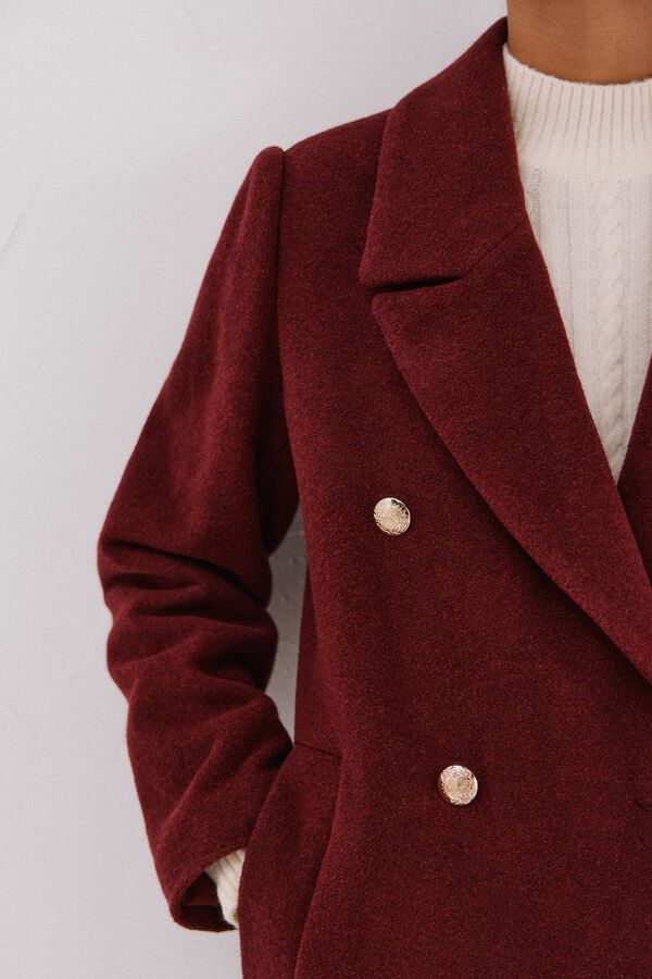 Cortefiel Long coat Italian fabric Maroon