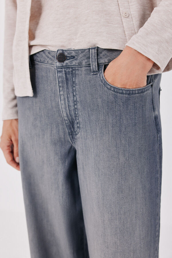Cortefiel Long palazzo jeans Dark grey