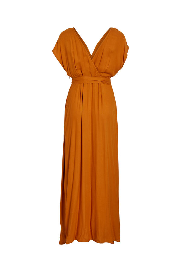 Cortefiel Long wrap dress with side slit Orange