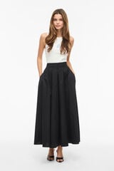 Vila Saia comprida rodada em algod&atilde;o org&acirc;nico Preto