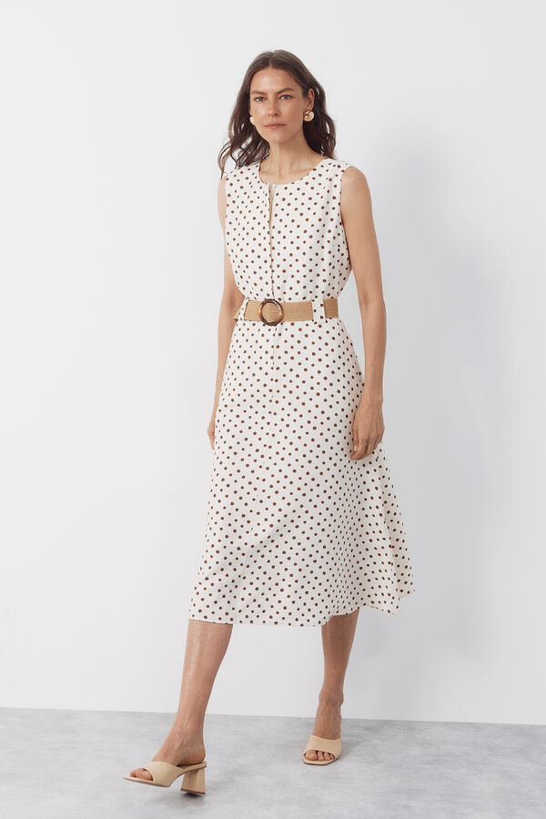 Cortefiel Flared dress Printed white