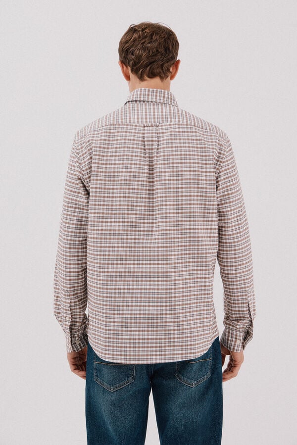 Cortefiel Plaid oxford shirt Ivory