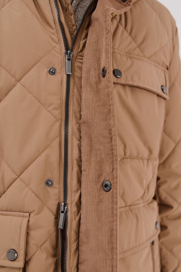 Cortefiel Diamond quilted jacket Camel