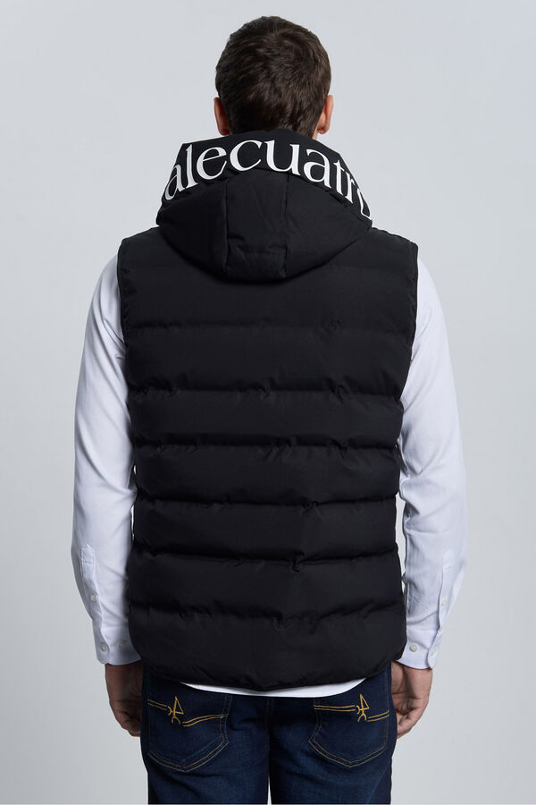 Valecuatro Colete acolchoado preto com capuz Preto