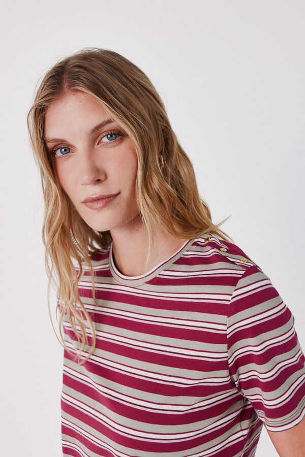 Cortefiel Gold button basic T-shirt Multicolour