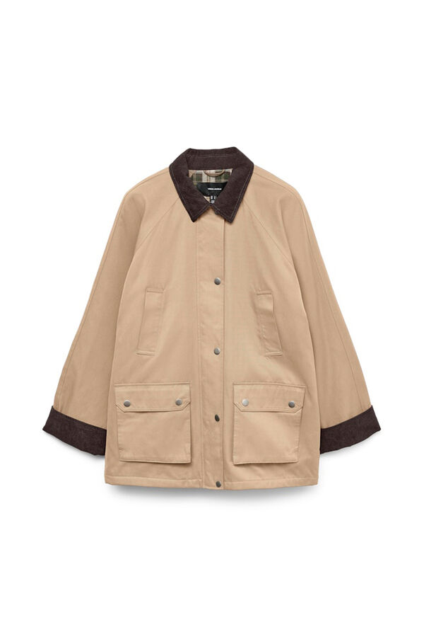 Vero Moda Parka encerada com vários bolsos  Castanho