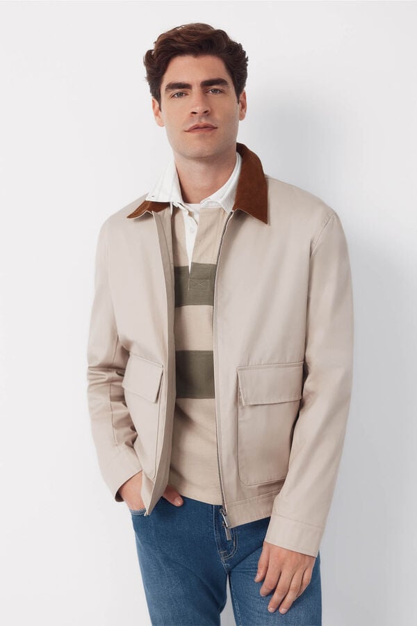 Cortefiel Jacket with combined neck Beige
