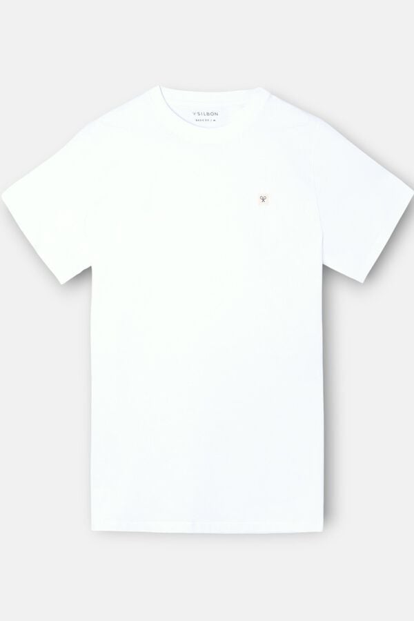 Silbon T-shirt lisa com minilogo em remendo Branco