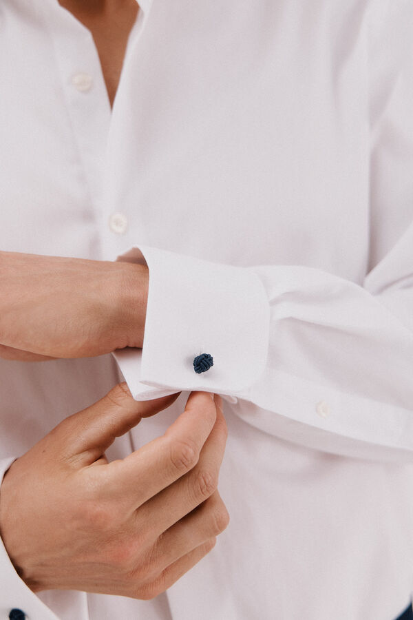 Cortefiel Plain easy-iron shirt with cufflinks White