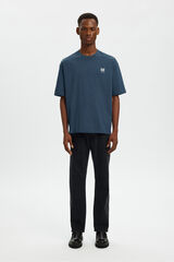 Selected T-shirt manga com estampado contrastante  Azul