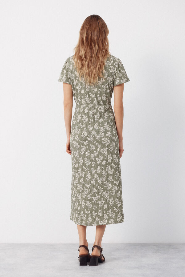 Cortefiel Print structured dress Printed green