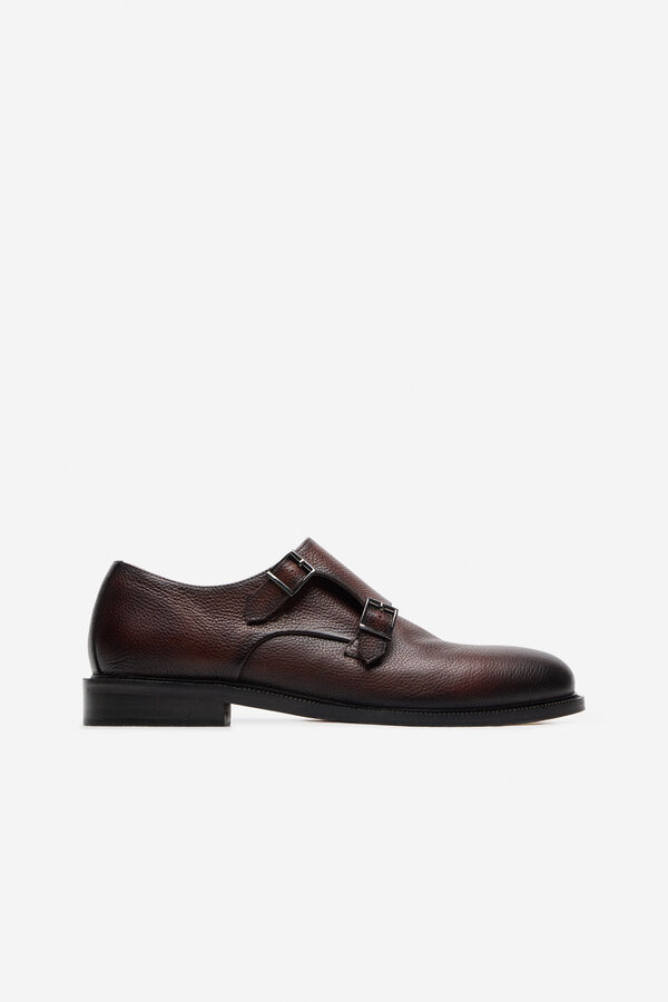 Cortefiel Double-buckle dress shoe Dark brown