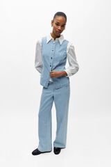 Object Striped denim trousers Blue