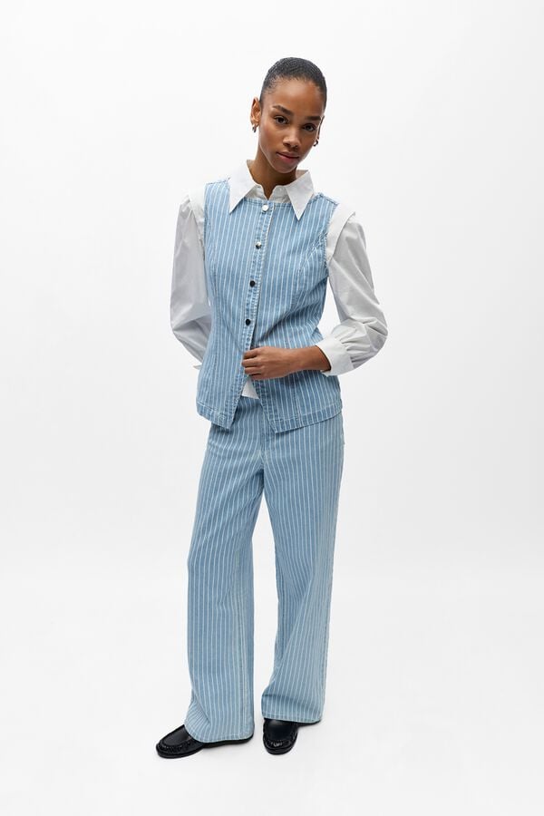 Object Striped denim trousers Blue