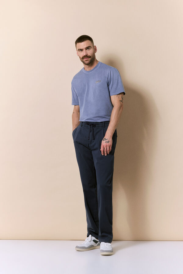 OOTO Washed short sleeve logo T-shirt Blue