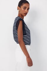 Cortefiel Guipure sleeve -shirt Blue