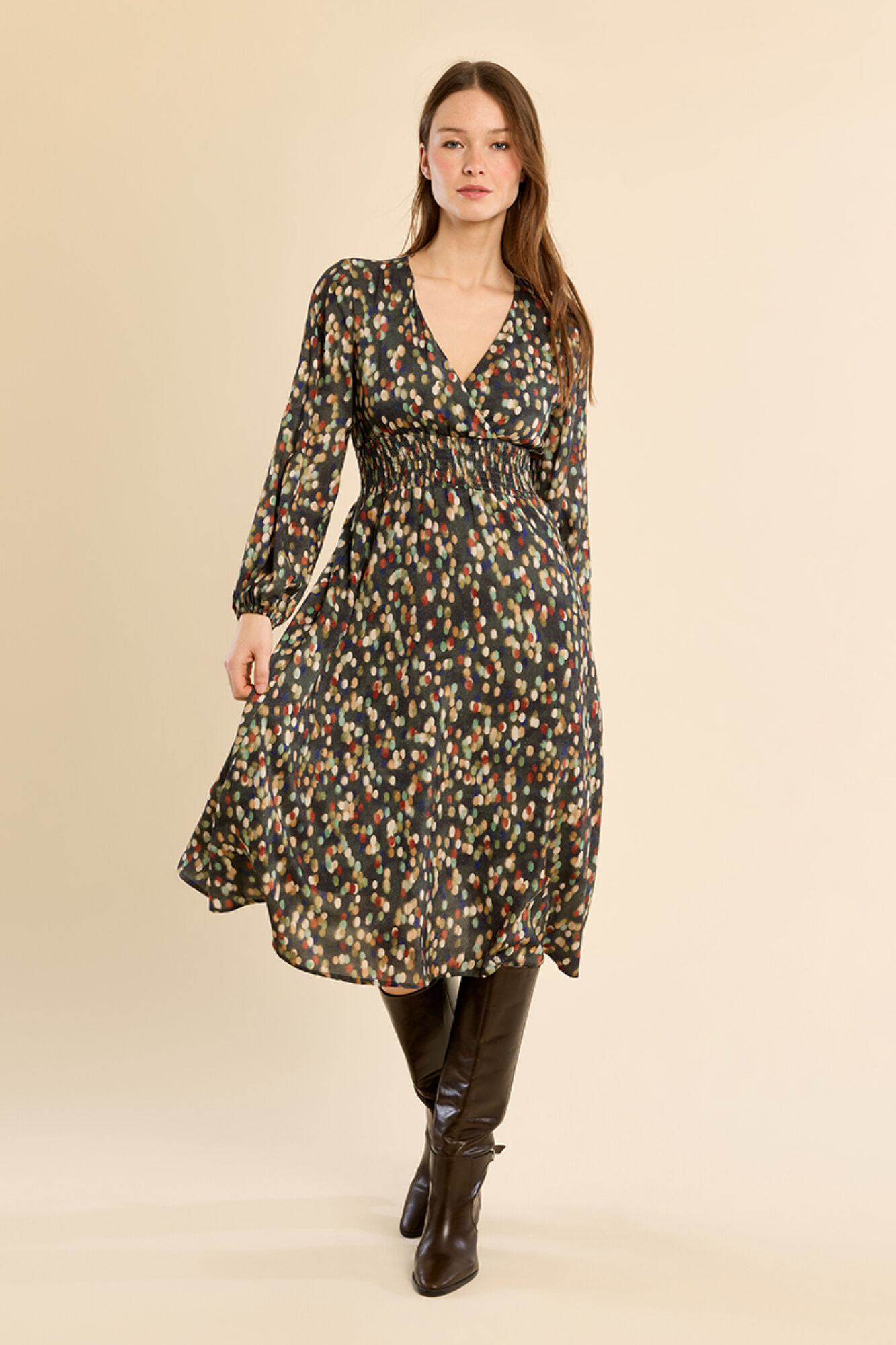 Molly Bracken Vestido de manga comprida com estampado