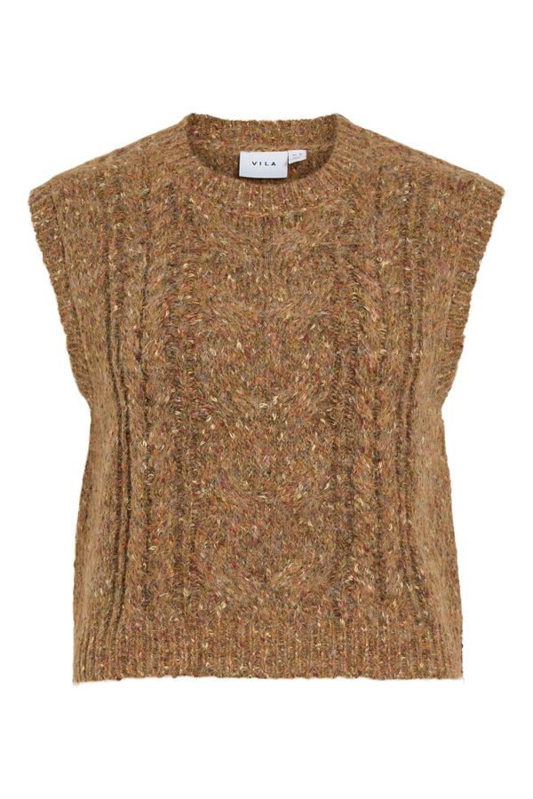 Vila Cable knit gilet Camel