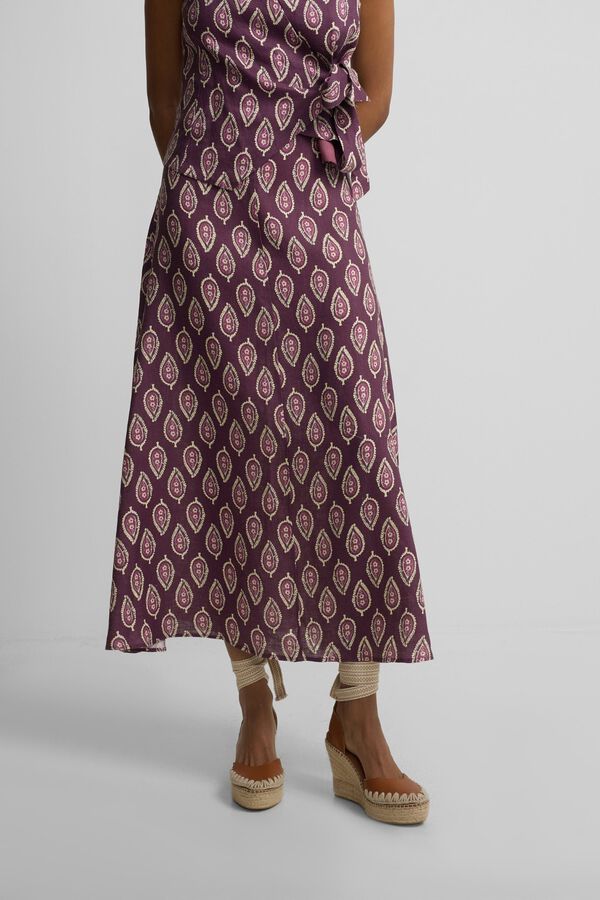 Silbon Long printed skirt Printed red