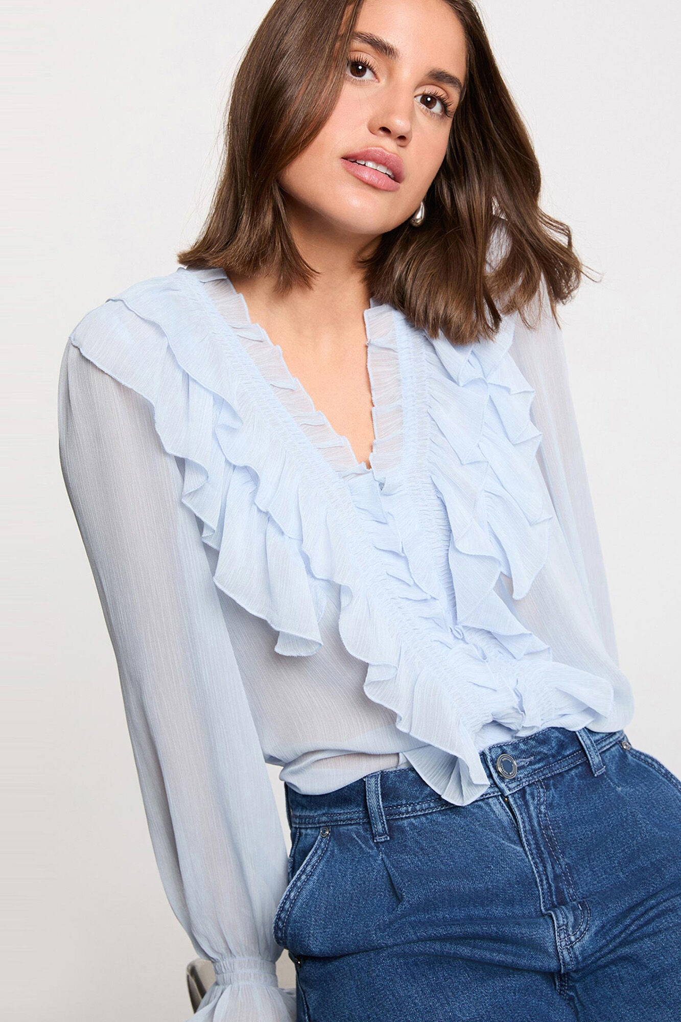 Morgan Fluid shirt with V-neck