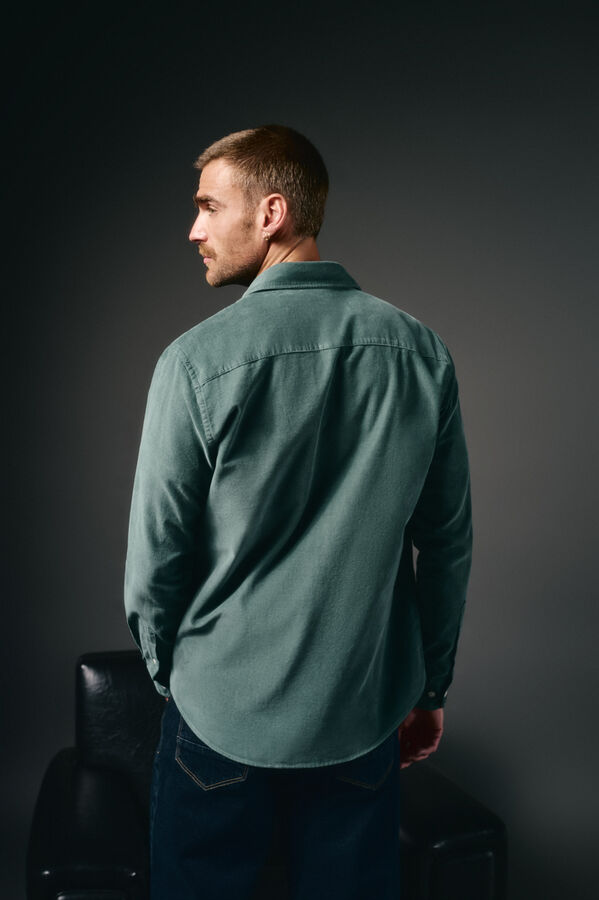 OOTO Camisa micropana lisa Turquesa