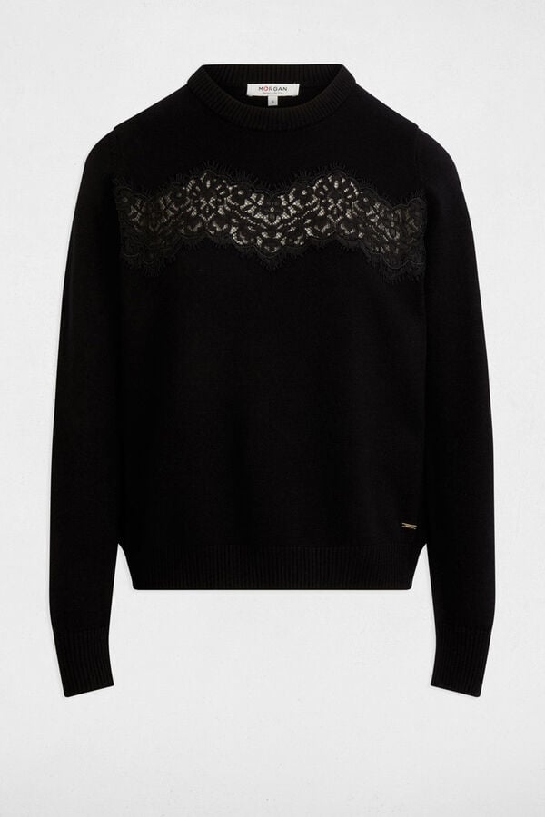 Morgan Camisola de gola redonda Preto