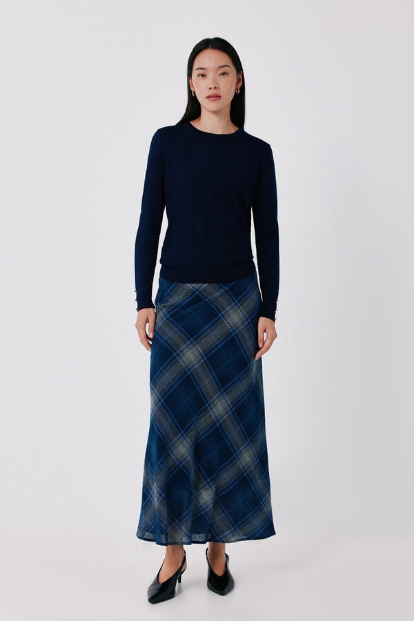 Cortefiel Round neck jumper Navy
