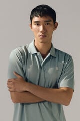 Cortefiel Coolmax® jacquard neck polo shirt Blue