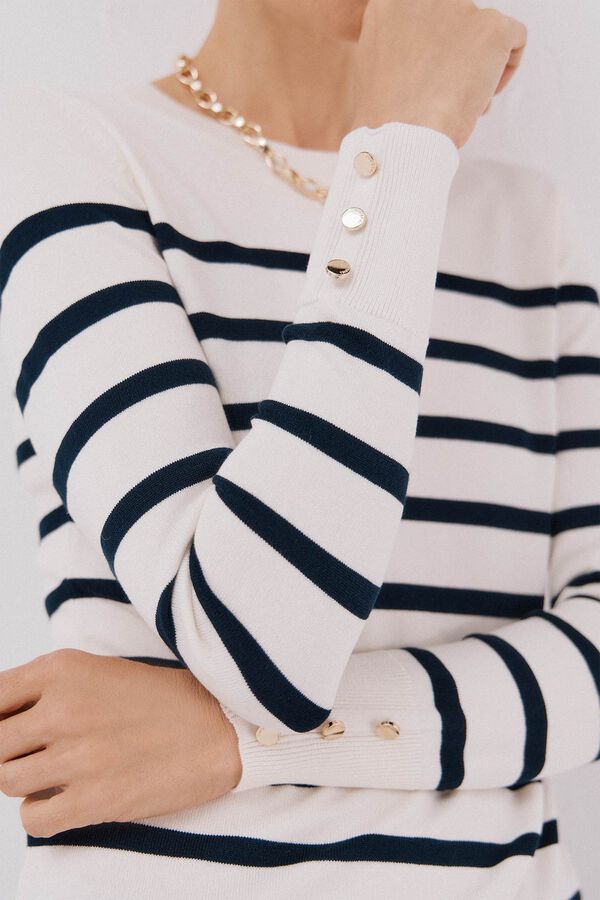 Cortefiel Short-sleeved jumper Ivory