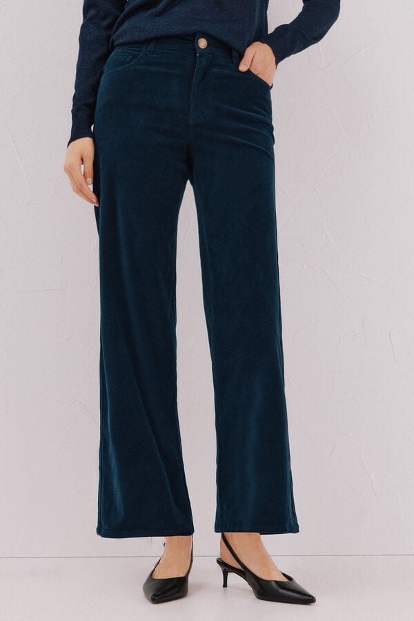 Cortefiel Pantalones Marine Velvet Blue