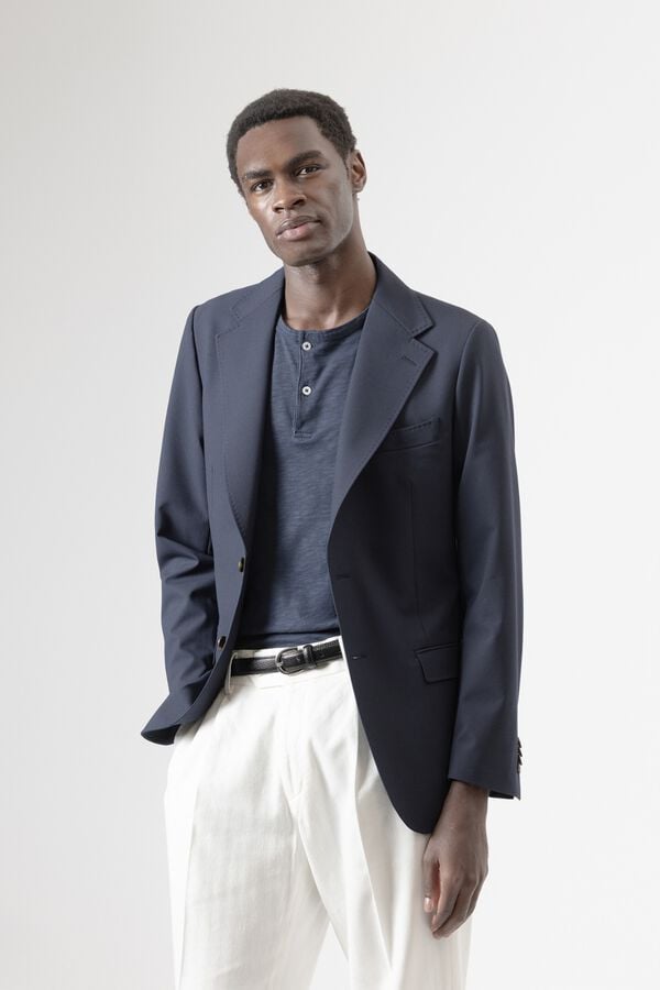 PuroEGO Slim fit structured blazer Navy