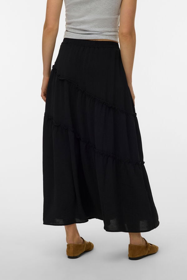 Vero Moda Saia midi com folhos Preto