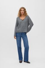 Vero Moda Camisola gola em bico com renda Cinzento
