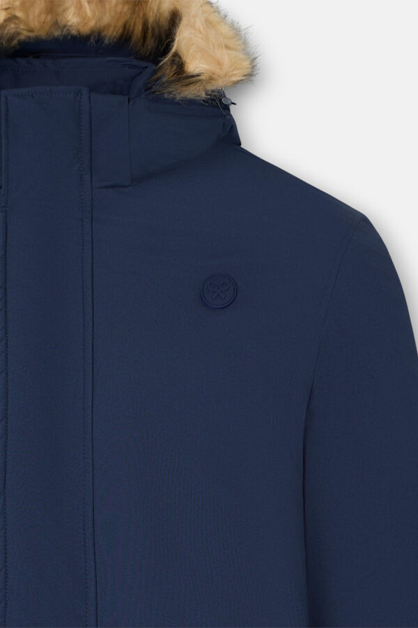 Silbon Sobretudo técnico longo com capuz Azul