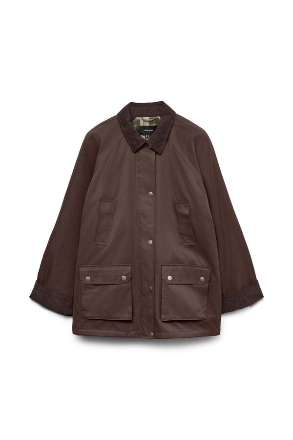 Vero Moda Parka leve com gola de bombazina Castanho